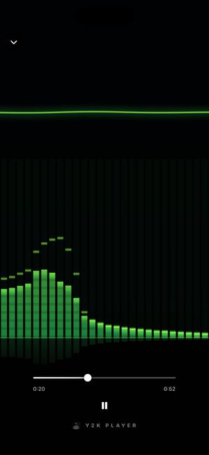 The Spectra visualizer: a rack of spectrum bars with a live oscilloscope wave drawn through them.